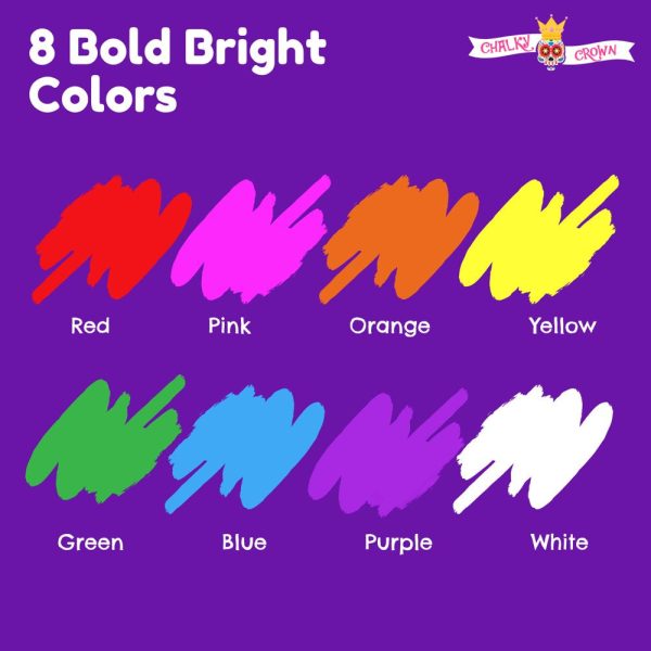 Chalky Crown Bold Chalk Markers - Dry Erase Marker Pens - Reversible Tip (8 per Pack) - (Multi-Colored, 6 Mm) Online now - Image 5