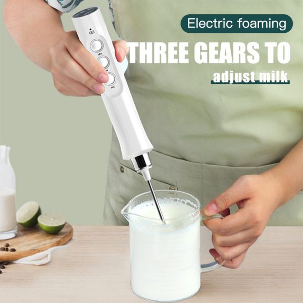 Milk Frother Handheld, USB Rechargeable 3 Speeds Mini Electric Milk Foam Maker Blender Mixer for Coffee, Latte, Cappuccino, Hot Chocolate, Egg Whisks & Stainless Steel Stand Included For Sale - Image 4